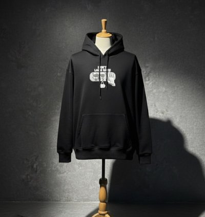 3 İplik Şardonlu Hoodie Sweatshirt - Don't Look Back Black