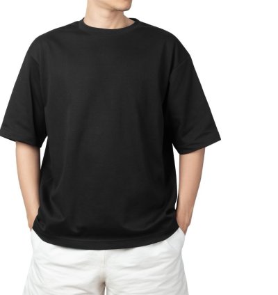 Basic Siyah Oversize Kesim Bisiklet Yaka T-shirt