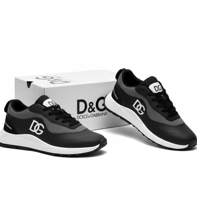 D&G Esintili Siyah-Gri Kontrast Spor Ayakkabı
