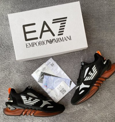 EA7 Siyah Turuncu Erkek Sneaker - Şeffaf Jel Tabanlı Dinamik Spor Ayakkabı