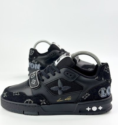 LV Luxury Monogram Siyah Deri & Kanvas Erkek Sneaker