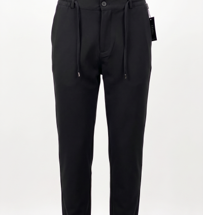 Erkek Siyah Likralı Beli Lastikli Slim Fit Jogger Pantolon