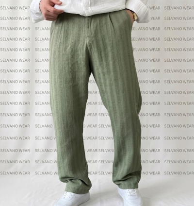 Haki Yeşil Dokulu Oversize Pantolon – Modern ve Özgün Stil