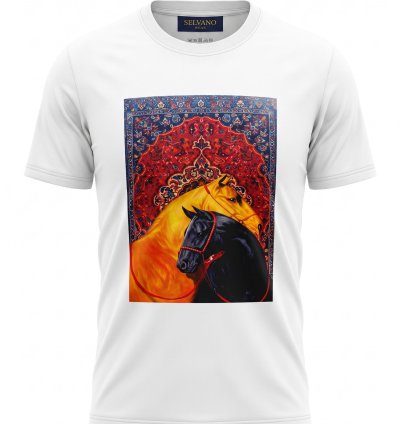 SELVANO At Baskılı Beyaz Oversize Tişört