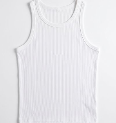 SELVANO WEAR Unisex Beyaz Fitilli Tank Top | Kaşkorse Atlet Kolsuz Slim Fit Tişört